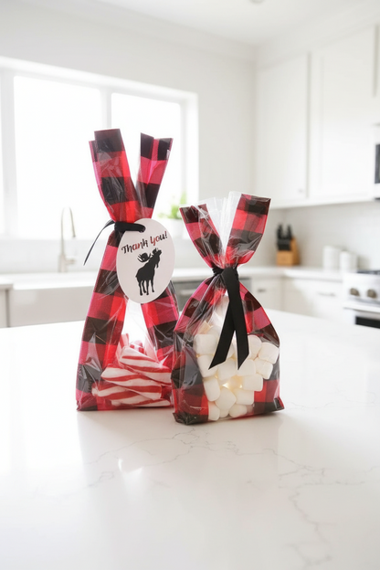 Buffalo Plaid Treat Bags & Tag Options Perfect for S’mores Kit Packaging
