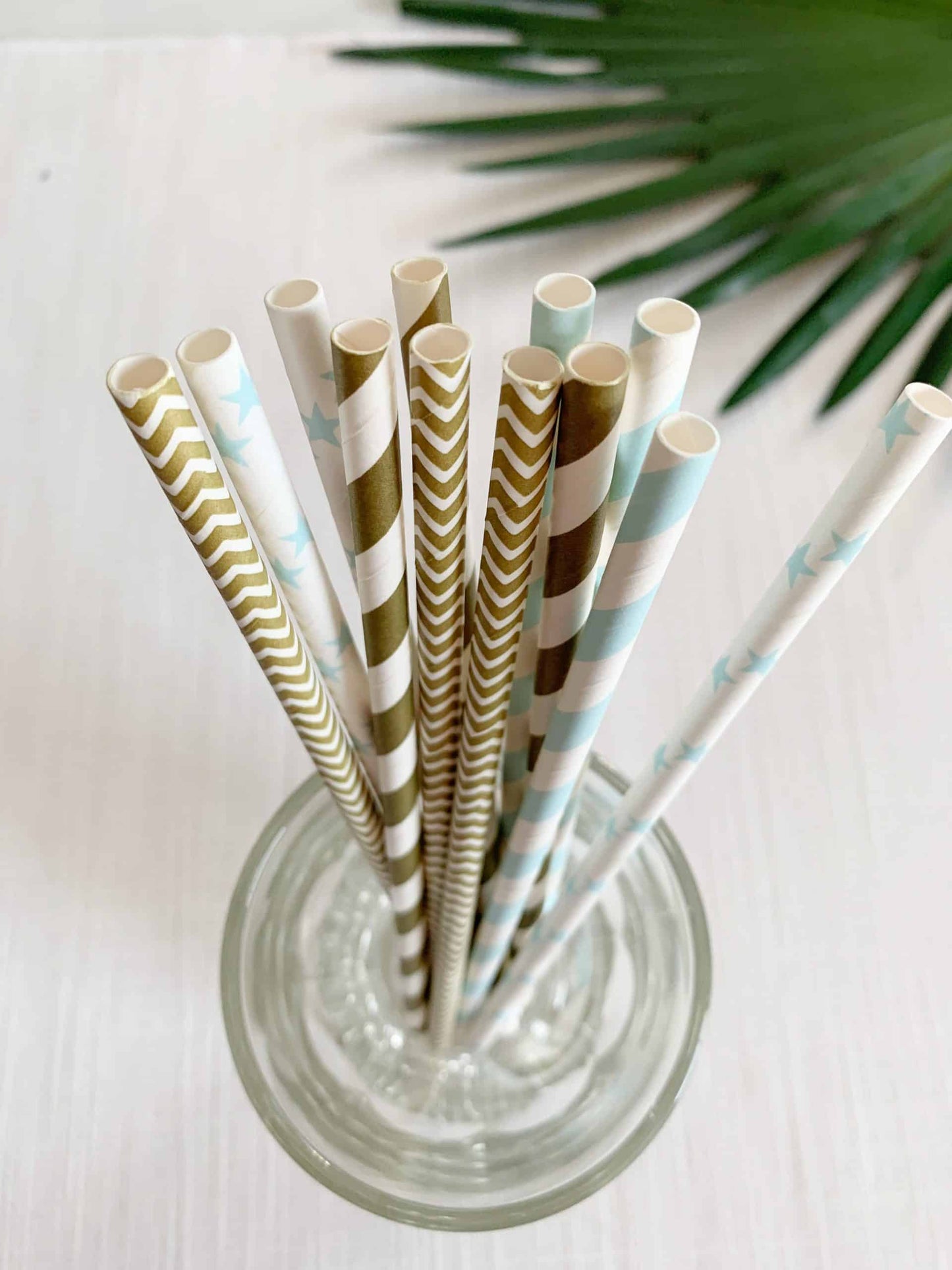 Baby Blue and Gold Celestial Straws