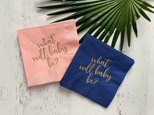 Gender Reveal What Will Baby Be? Napkins