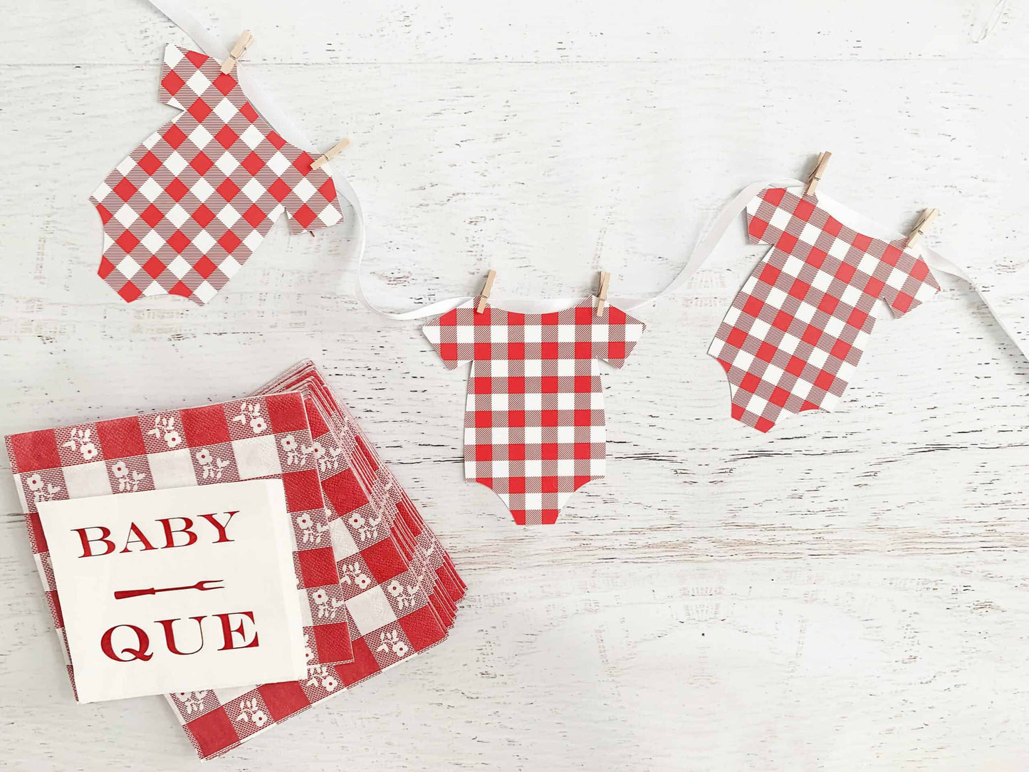 Baby Q Banner - Red Gingham Onesies
