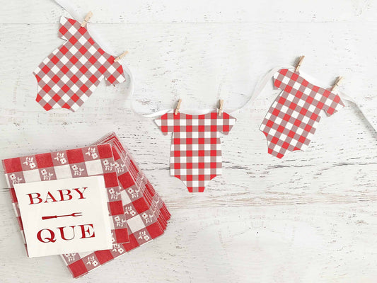 Baby Q Banner - Red Gingham Onesies