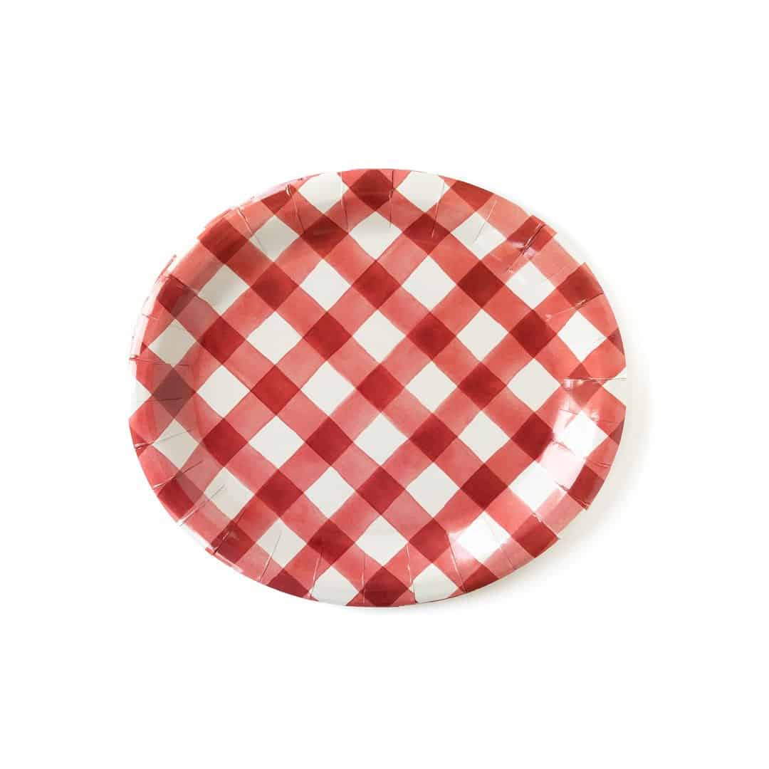 Red Gingham Oval Plates