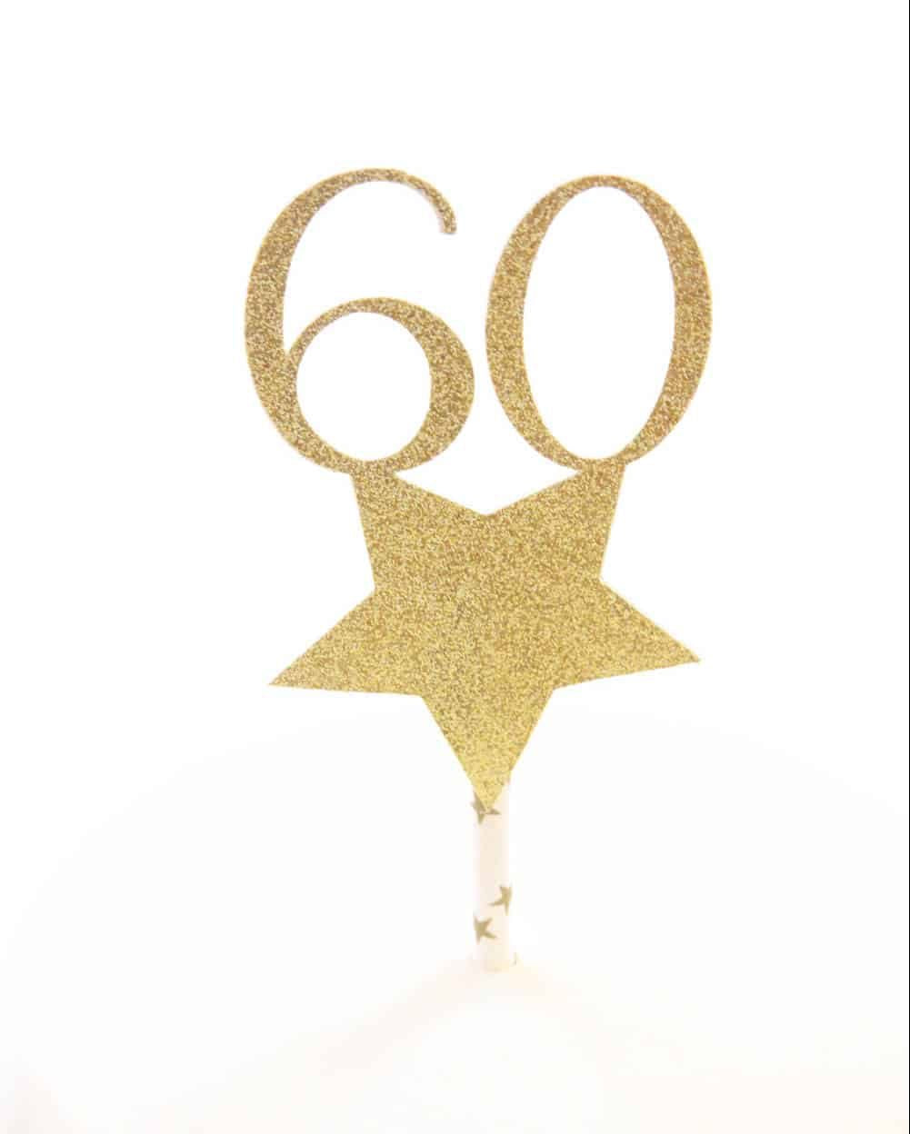 60th birthday star cake topper