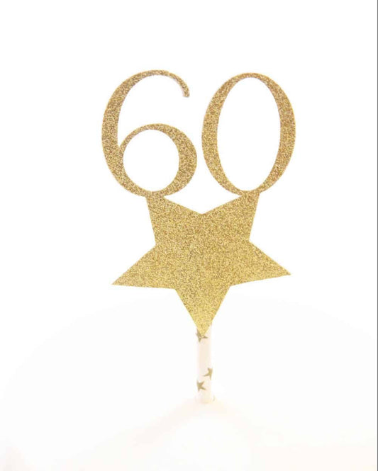 60th birthday star cake topper