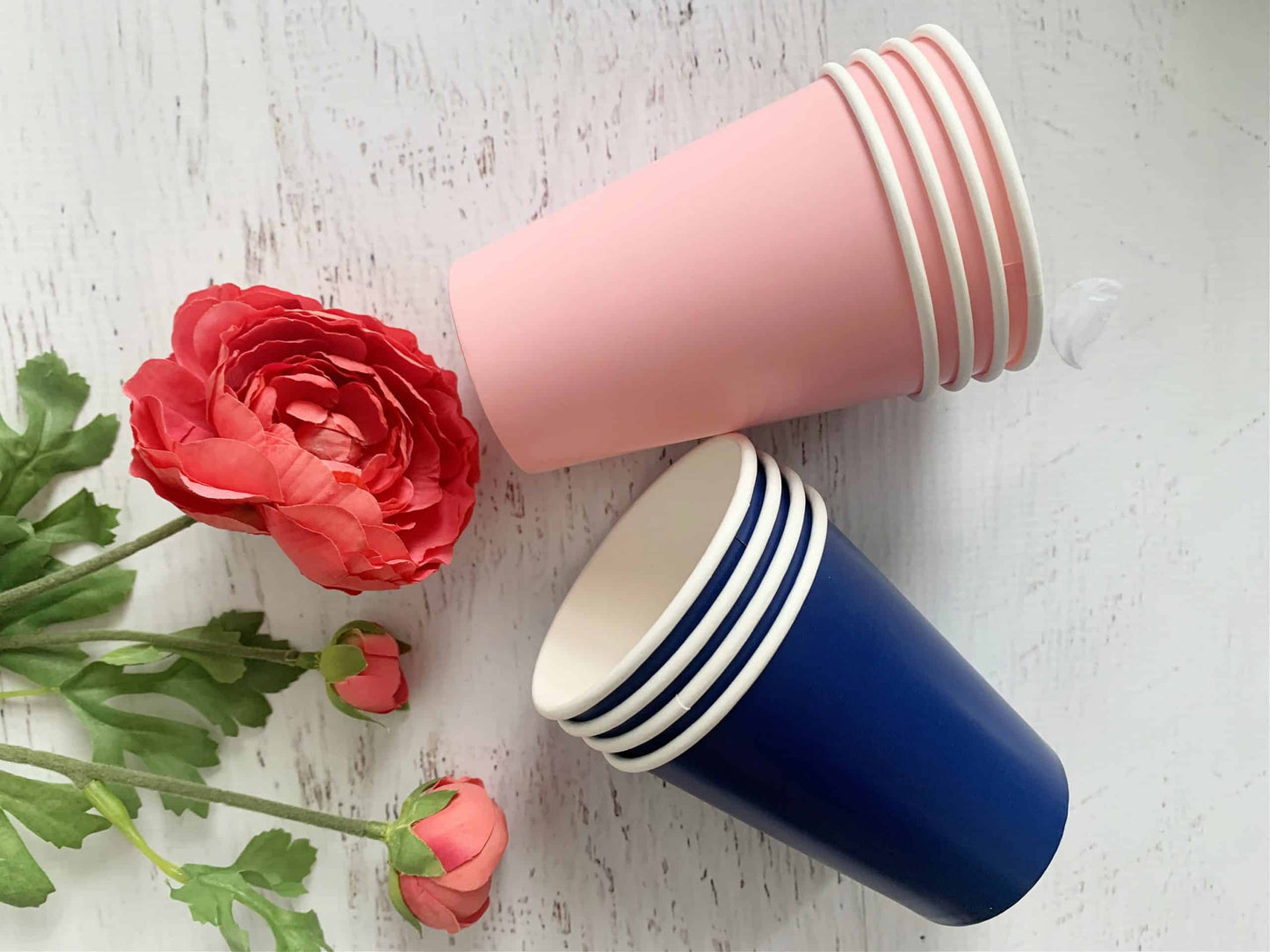 Navy & Pink Cups - Set of 8
