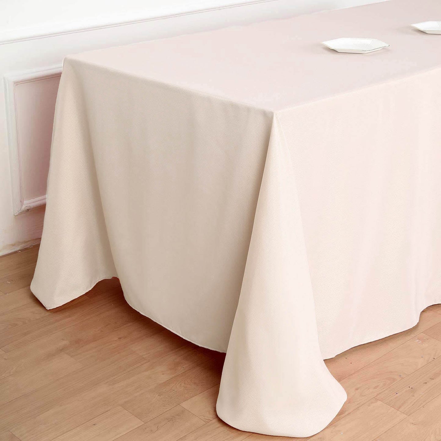 90"x132" Blush Polyester Rectangular Tablecloth