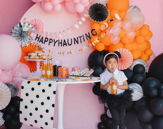 Happy Haunting black glitter Halloween Banner