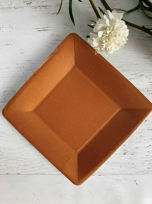 Copper orange dessert plates for thanksgiving and fall events and parties