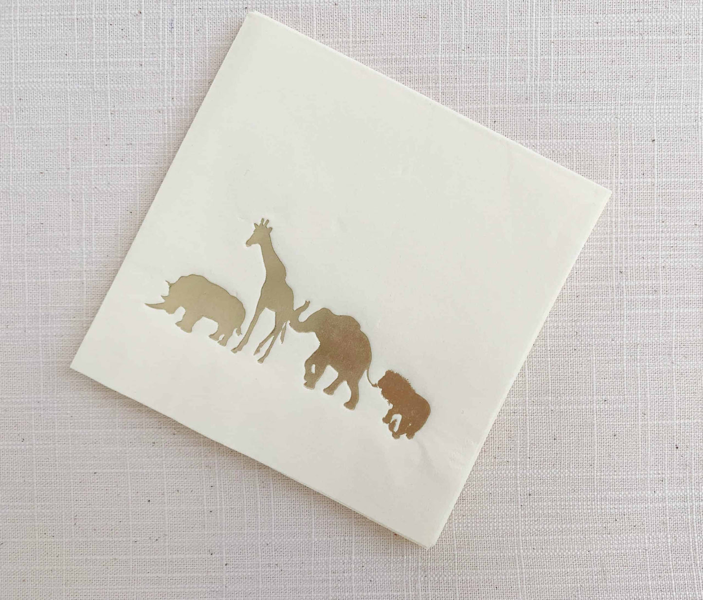 Safari Animal Cocktail Napkins - Gold and Ivory Sophisticated Baby shower