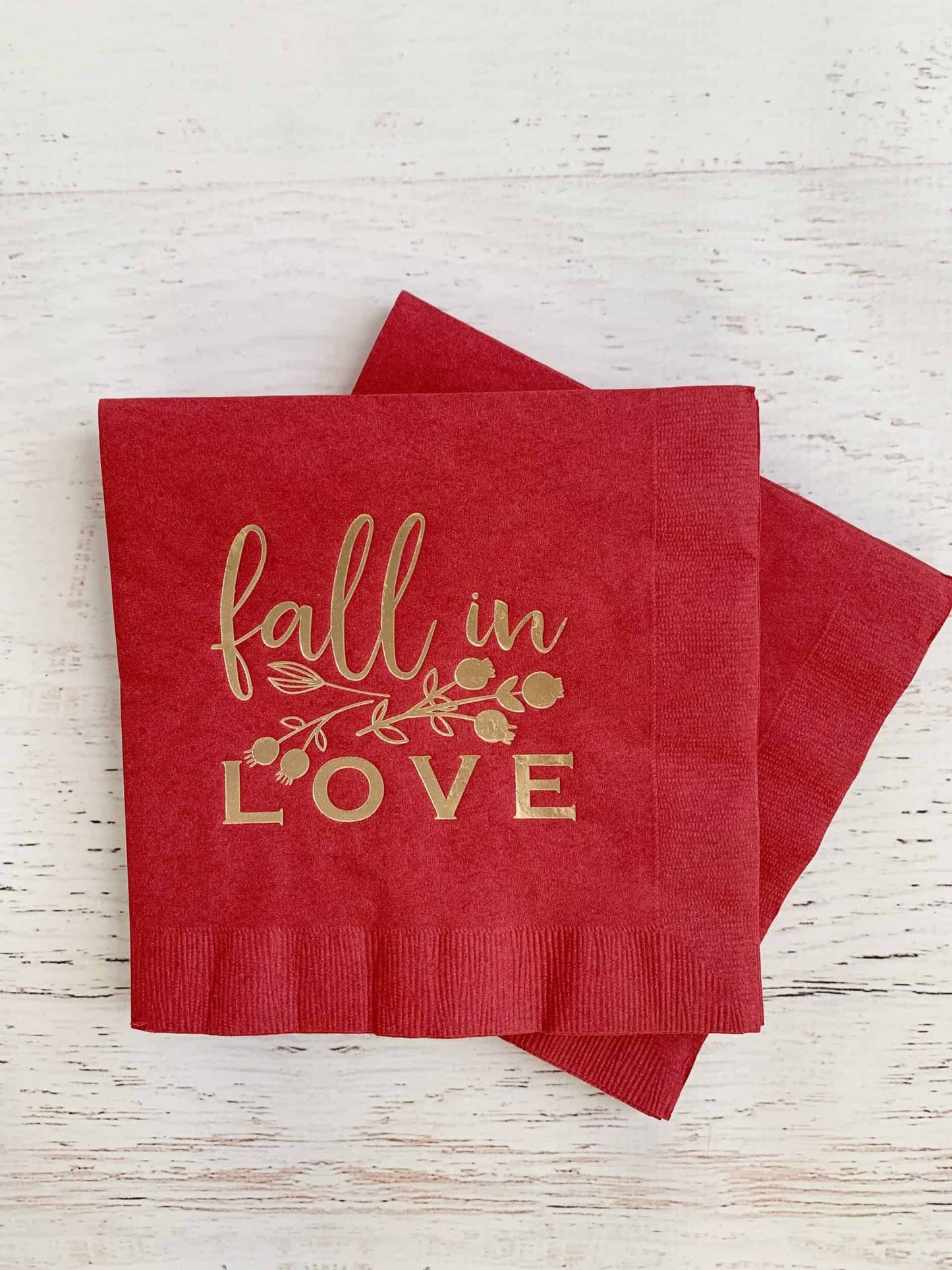 Fall in Love Burgundy Bridal Shower or Wedding Napkins