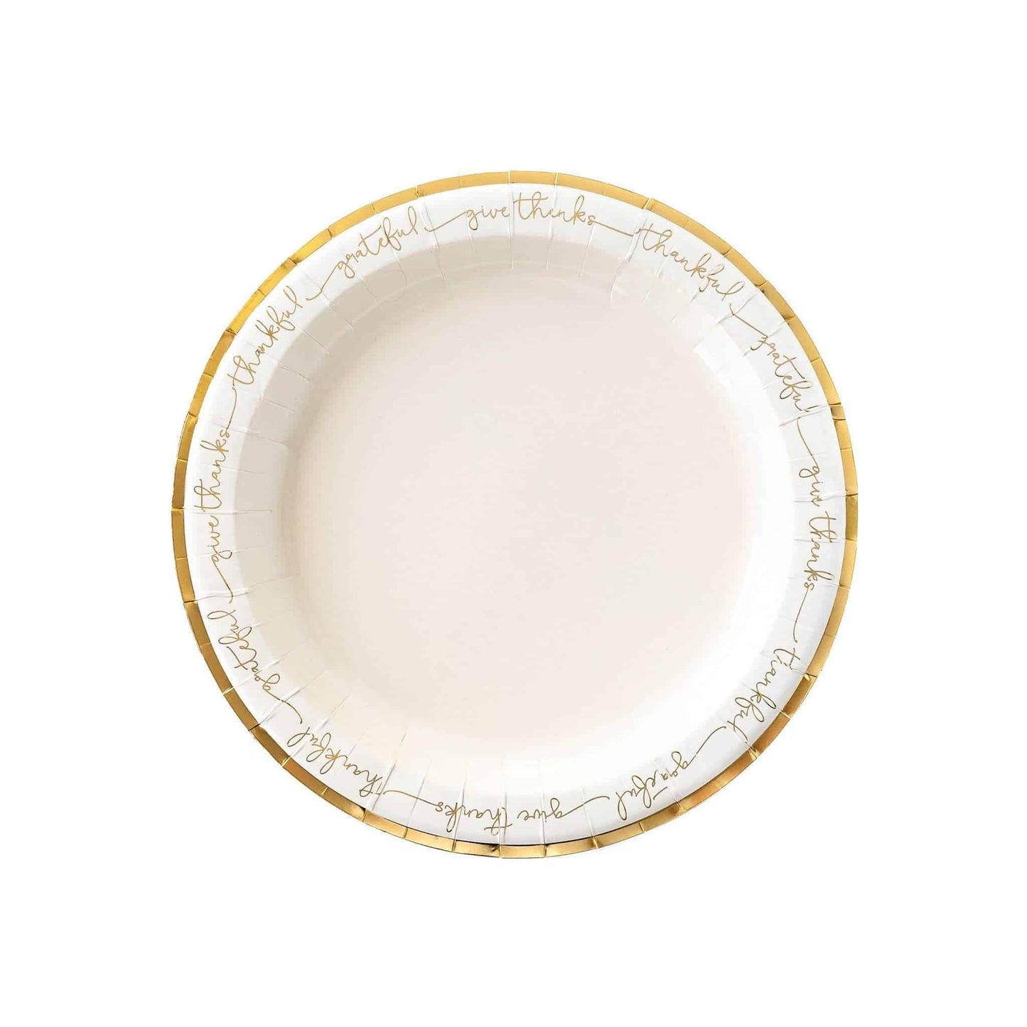 grateful give thanks and thankful in gold around the edge of these Paper Thanksgiving Chargers