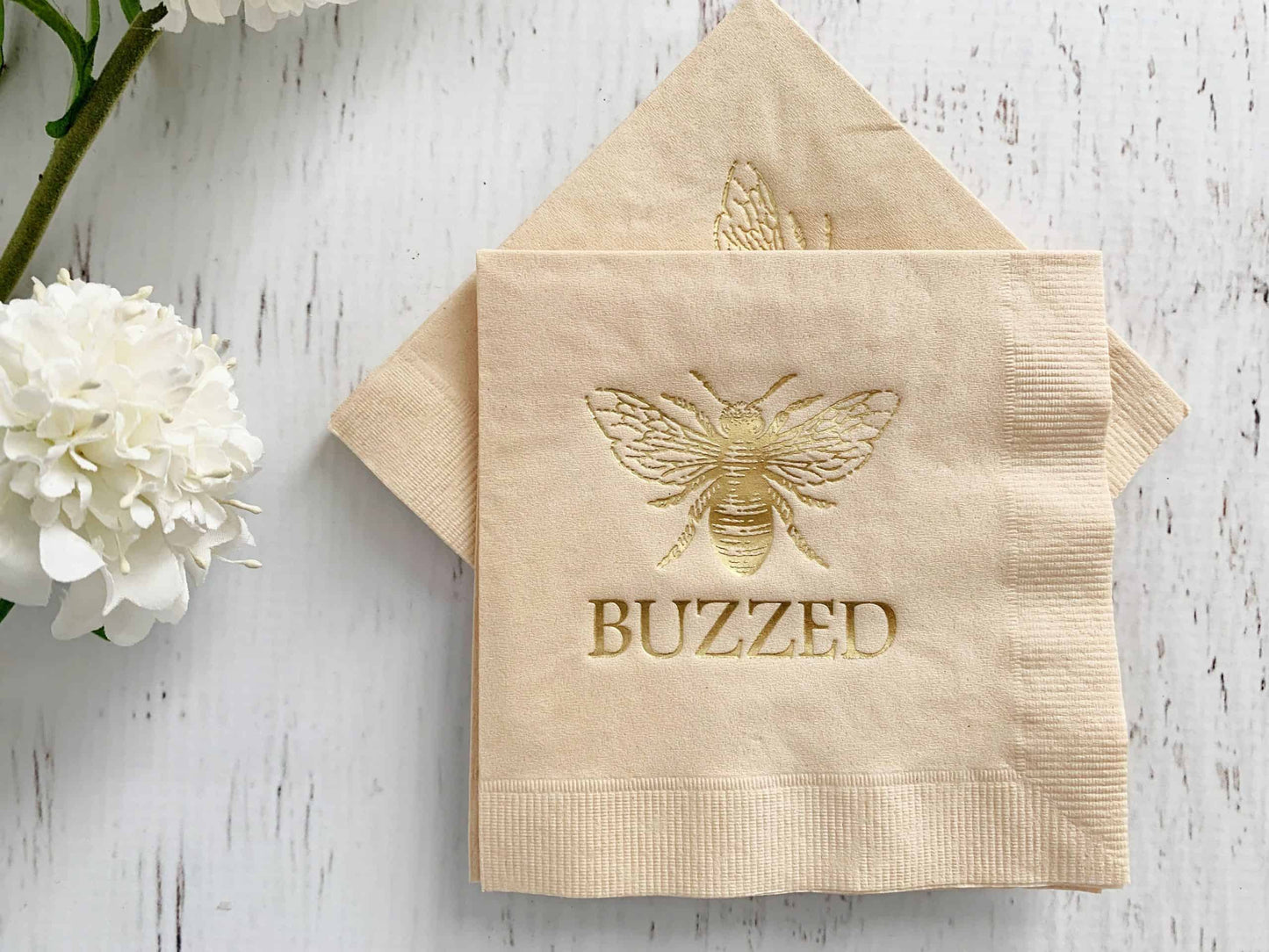 Buzzed Cocktail Napkins for a Baby Bee Baby Shower - Mama Bee