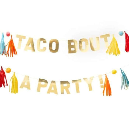 Taco Bout a Party Gold and Tassel Banner
