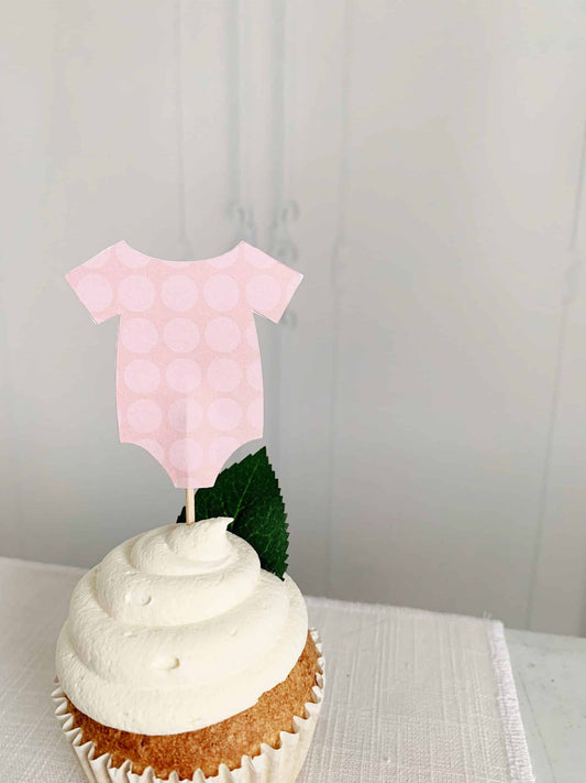 Blush Pink Onesie Cupcake Toppers