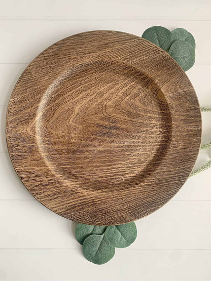 Walnut Wood Look Wedding Charger