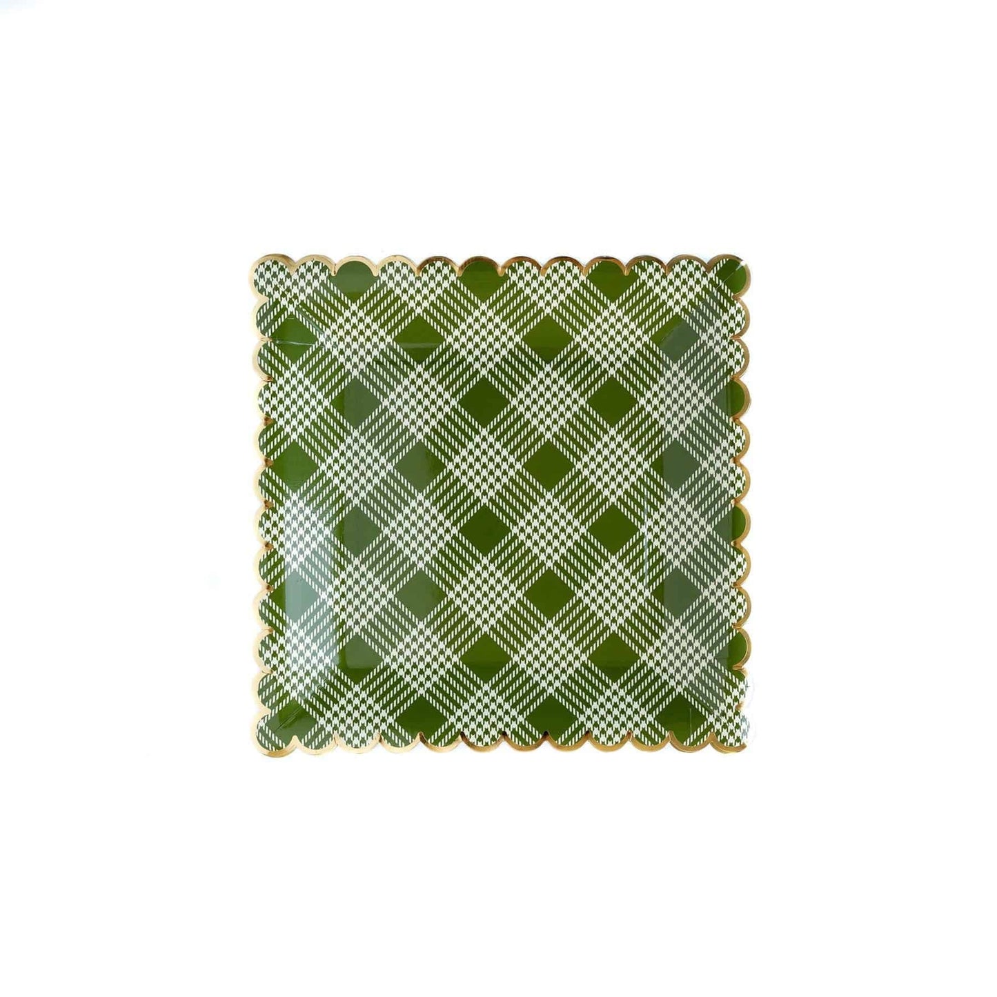 Green Plaid Christmas Plates