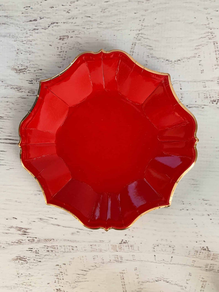 Red Scalloped Dessert Plates | EnFete Party