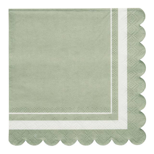 Sage Scalloped Cocktail Napkin / Set 20