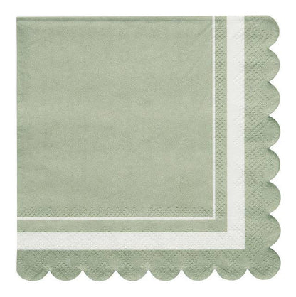 Sage Scalloped Cocktail Napkin / Set 20