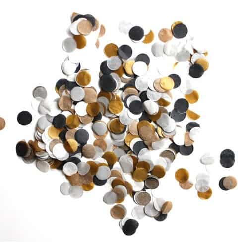 New Year's Eve Confetti in gold, silver and black