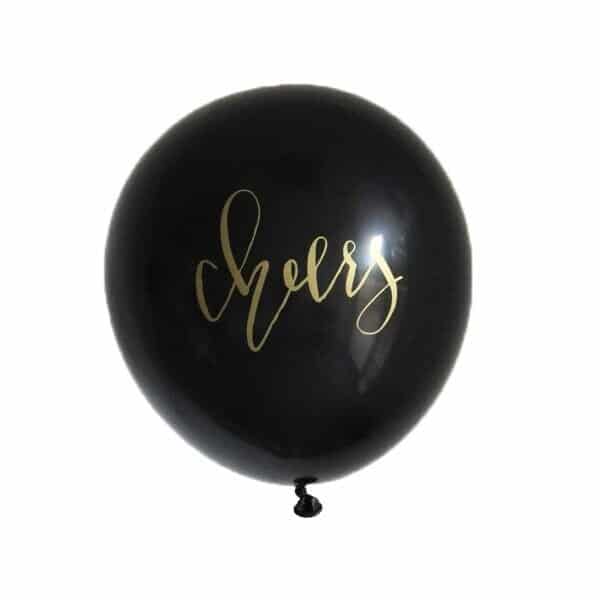 Cheers Balloons Black with Gold - NYE 2026 Party Balloons Set of 3