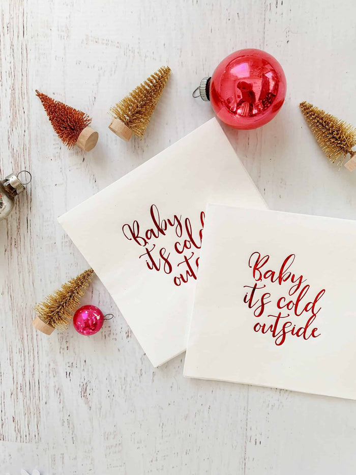 Baby It's Cold Outside Cocktail Napkin - Red Foil | EnFete Party