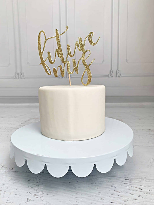 Future Mrs Cake Topper for a bridal shower in gold glitter