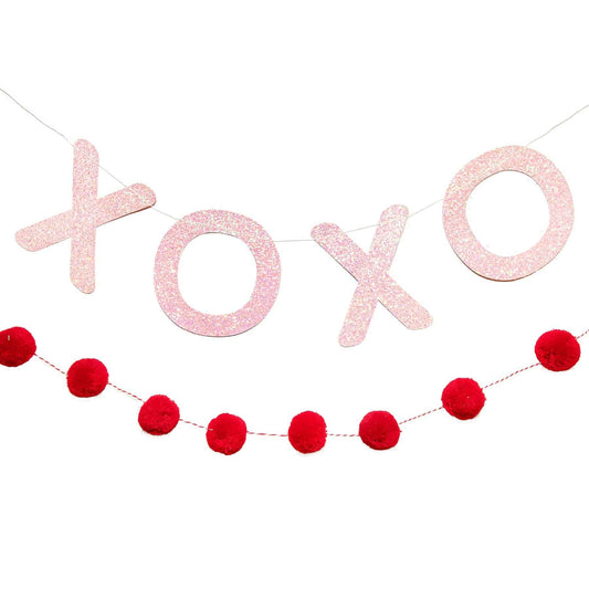 XOXO and Pom Pom Banner Set - Sparkly