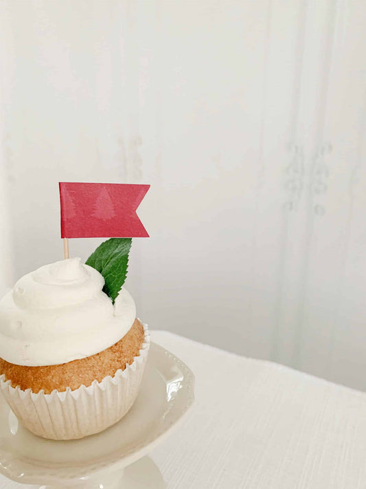 Red Pine Tree Flag Cupcake Toppers