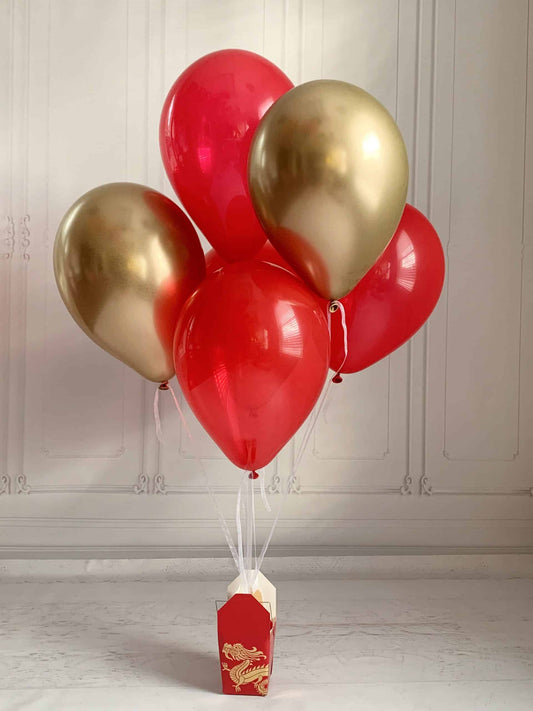 Valentine Red & Gold Balloon Bouquet