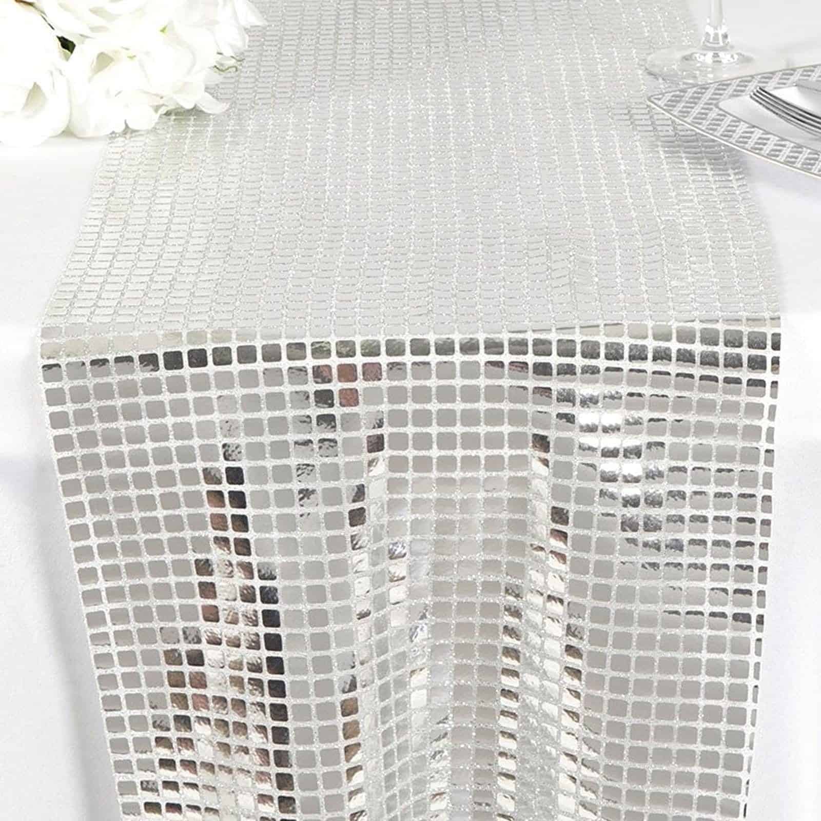 Add some sparkle to your bachelorette celebration with our silver disco tile runner. Perfect for a funky and fun disco-themed bachelorette party. #DiscoBachelorette #TwoGroovy #PartySupplies