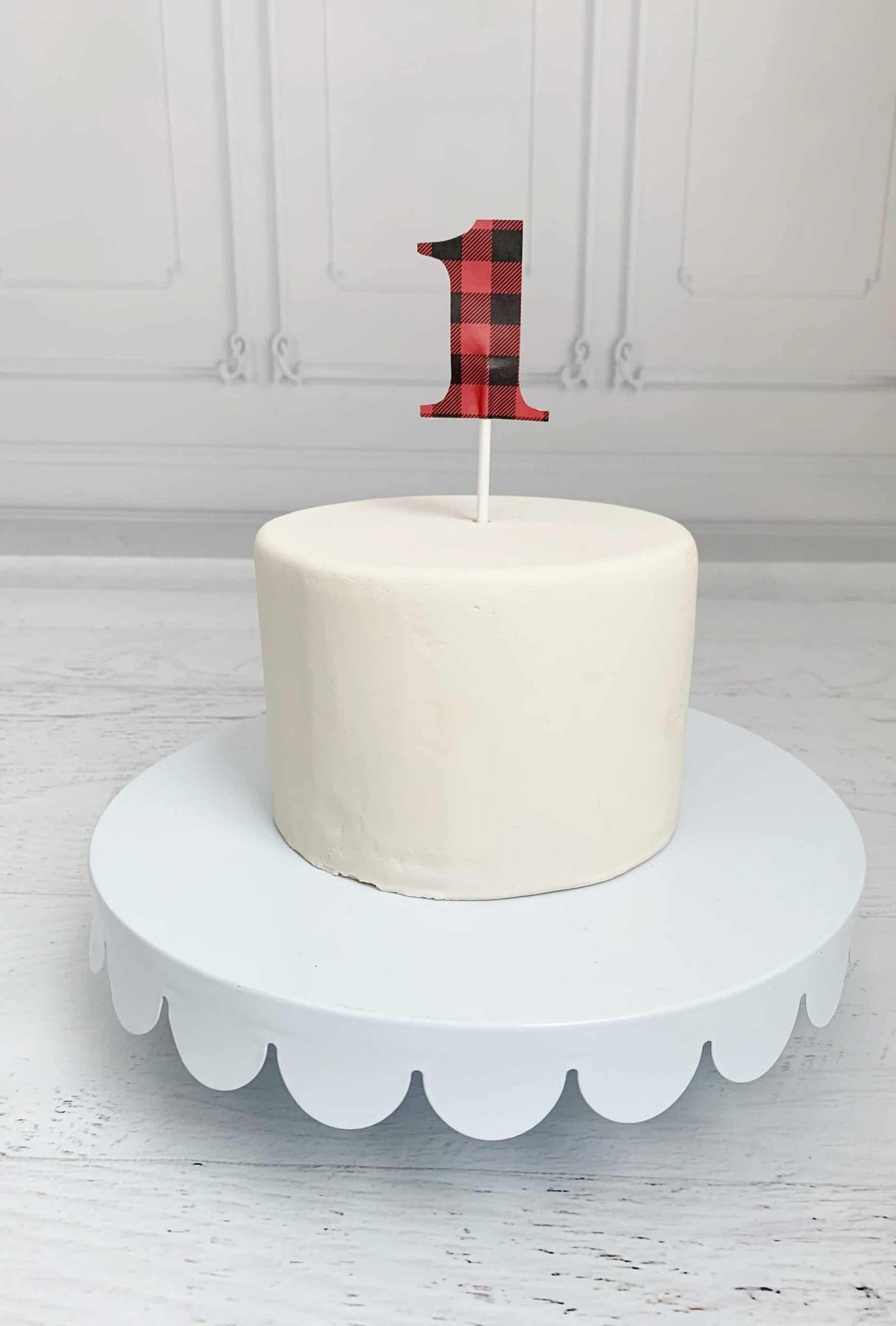 Mini Red and Black Checked Number 1 Topper