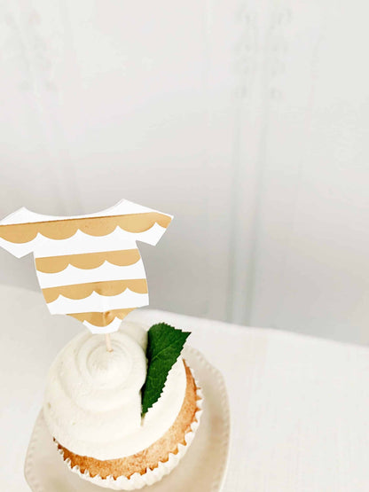Gold Onesie Cupcake Toppers