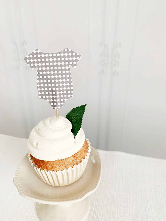 Onesie Treat Picks - Grey Modern Dot