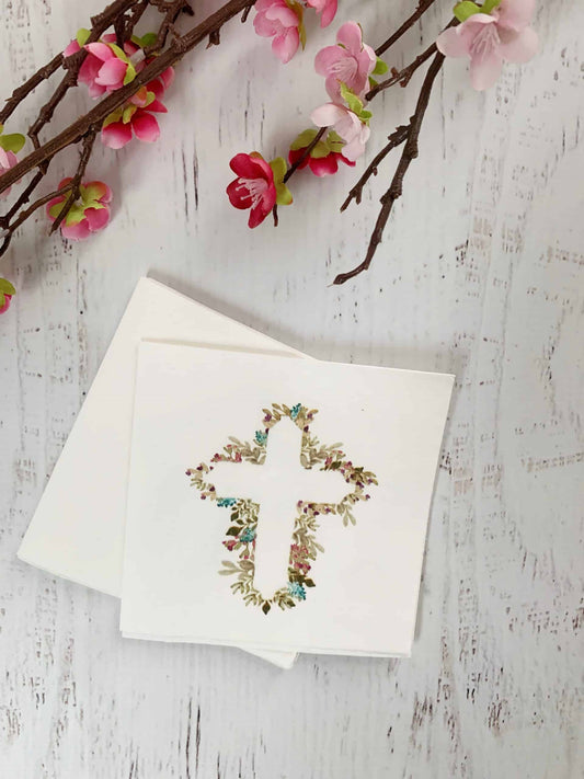 Cross Drink Napkins - Easter Communion Christening