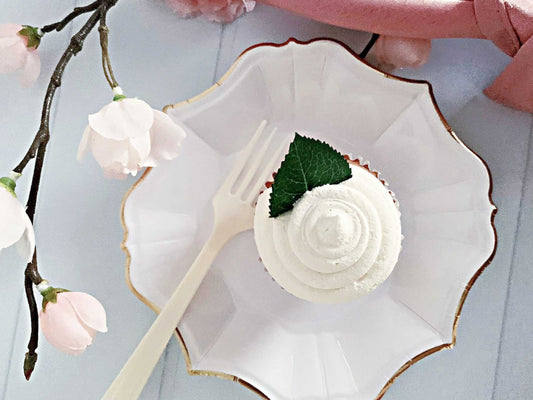 White Cake Plates with Gold Edge