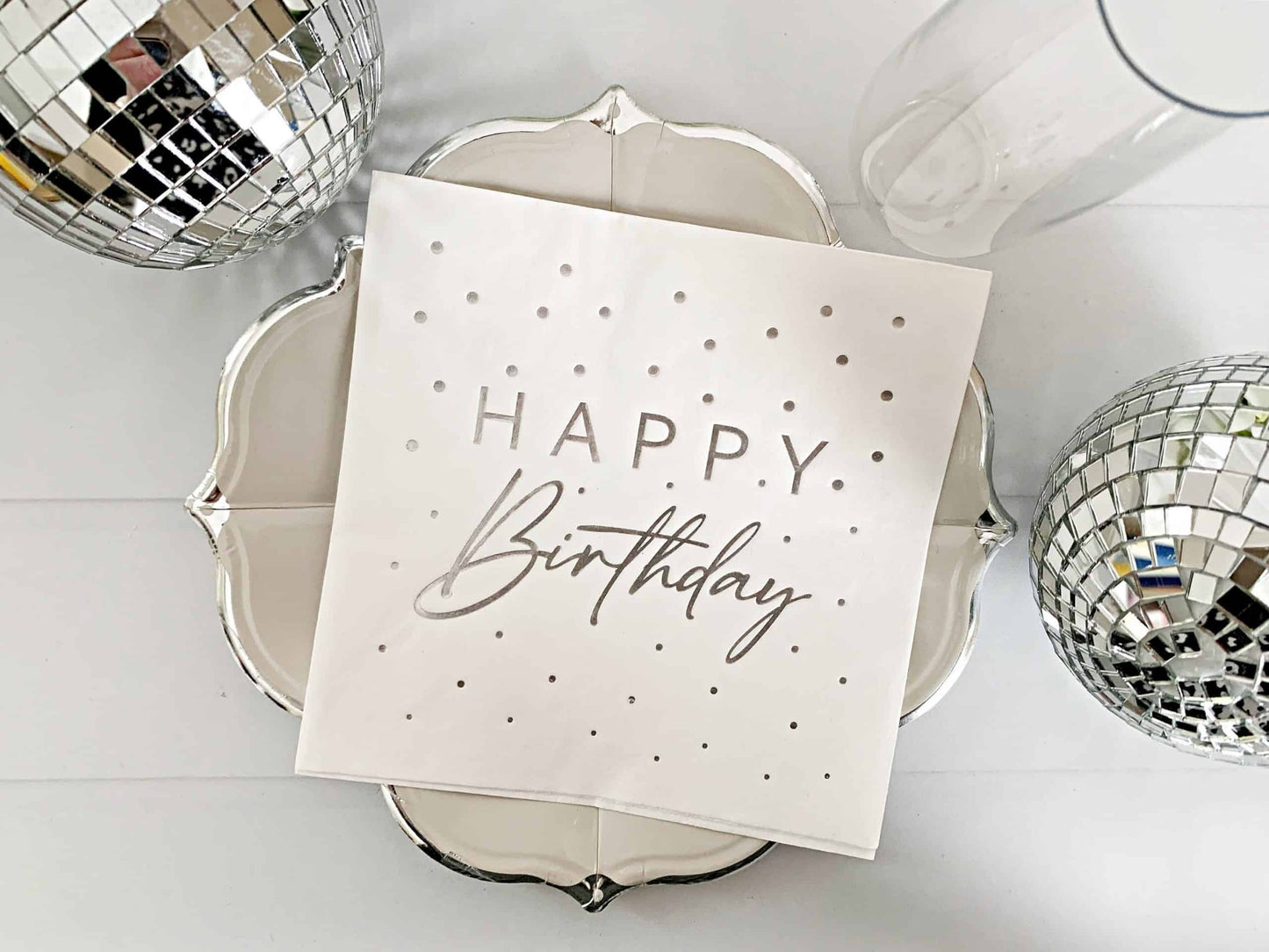 Happy Birthday Napkins - Silver