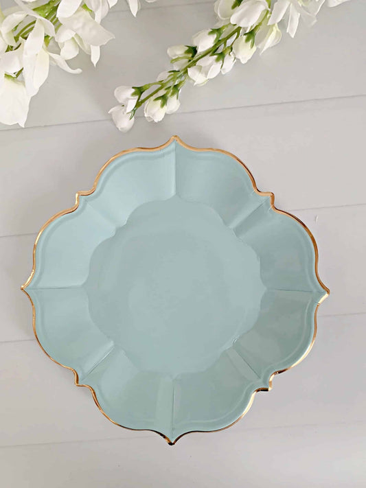 Light Blue Luncheon Plates with Gold Edge