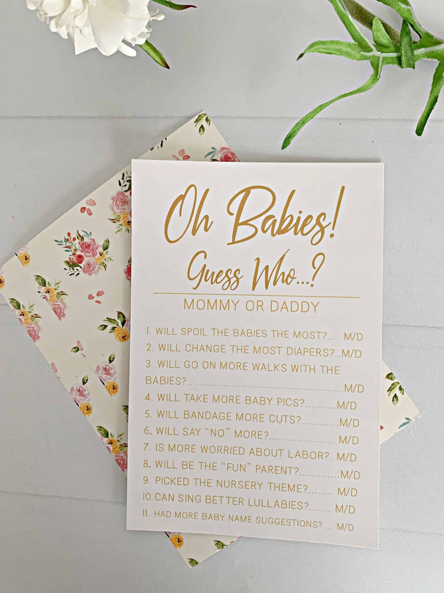 Oh Babies Guess Mommy or Daddy Game - Printed