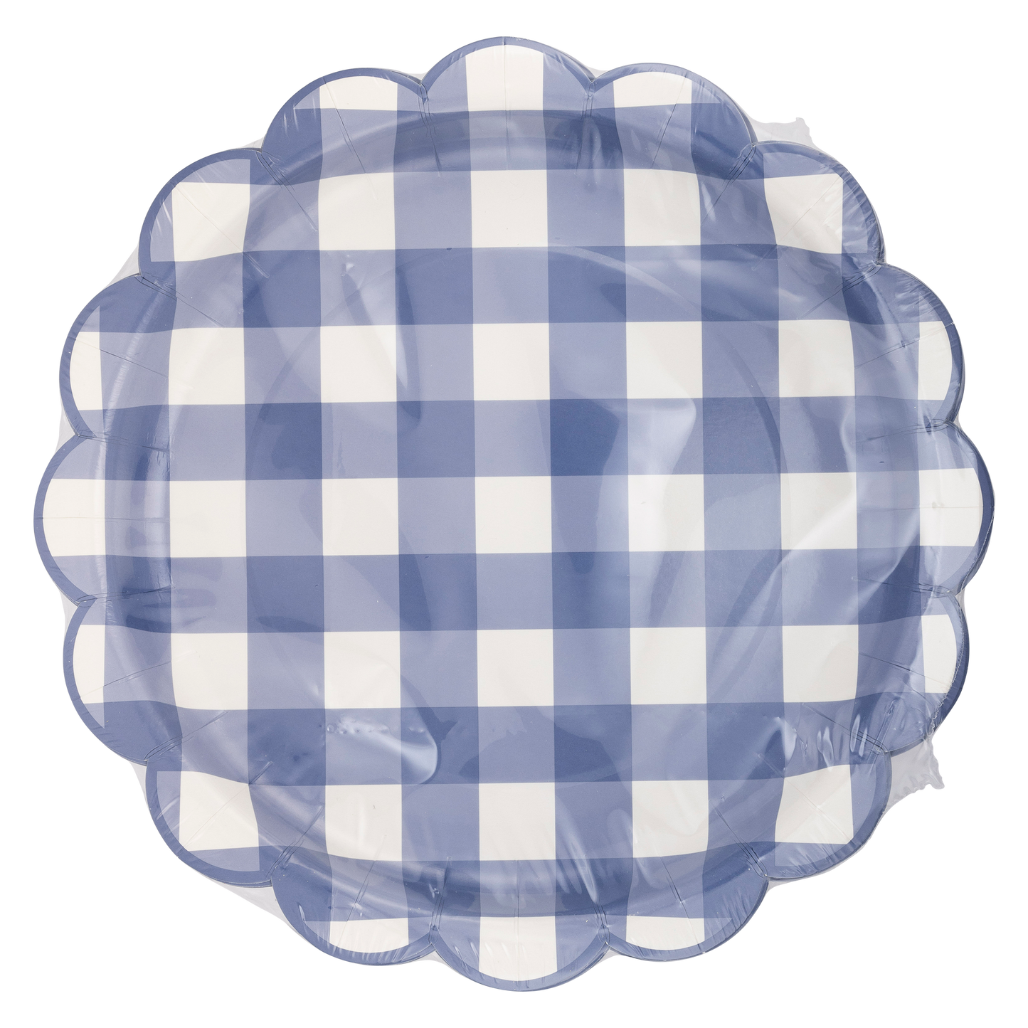 Scalloped Blue Gingham Paper Plates