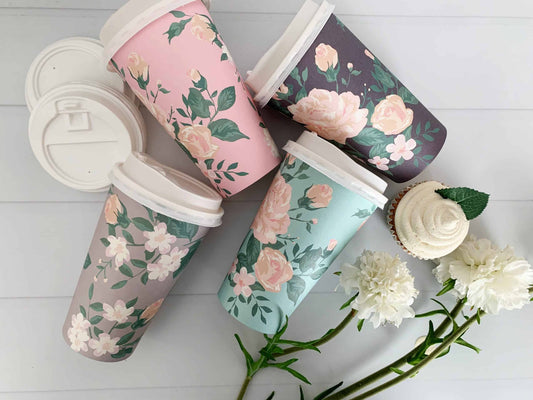 Floral Paper Coffee Cups