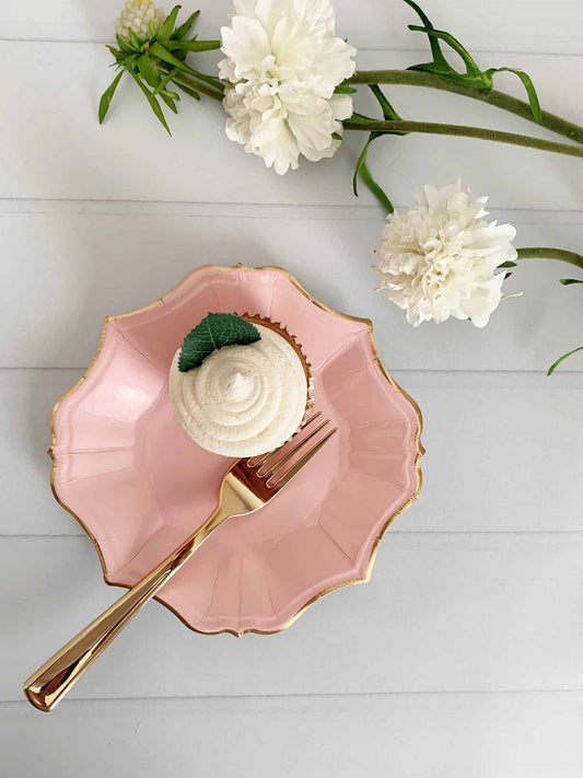 Blush Pink Cake Plates with Gold Edge