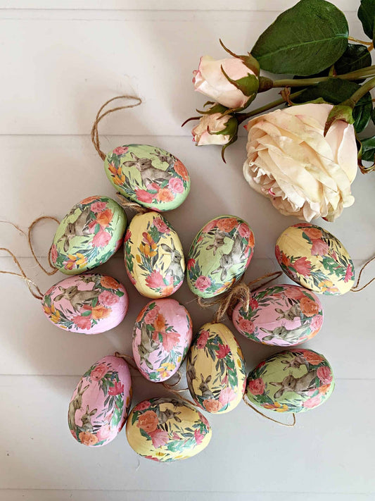 Floral Bunny Egg Ornaments