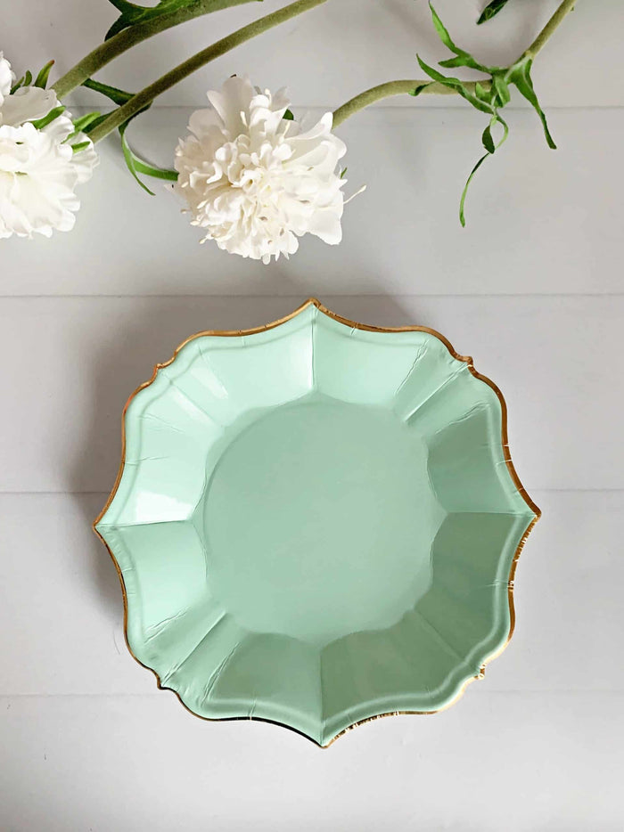 Mint Dessert Plates with Gold Edge | EnFete Party