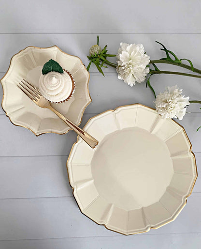 Cream Scalloped Paper Dinner Plates