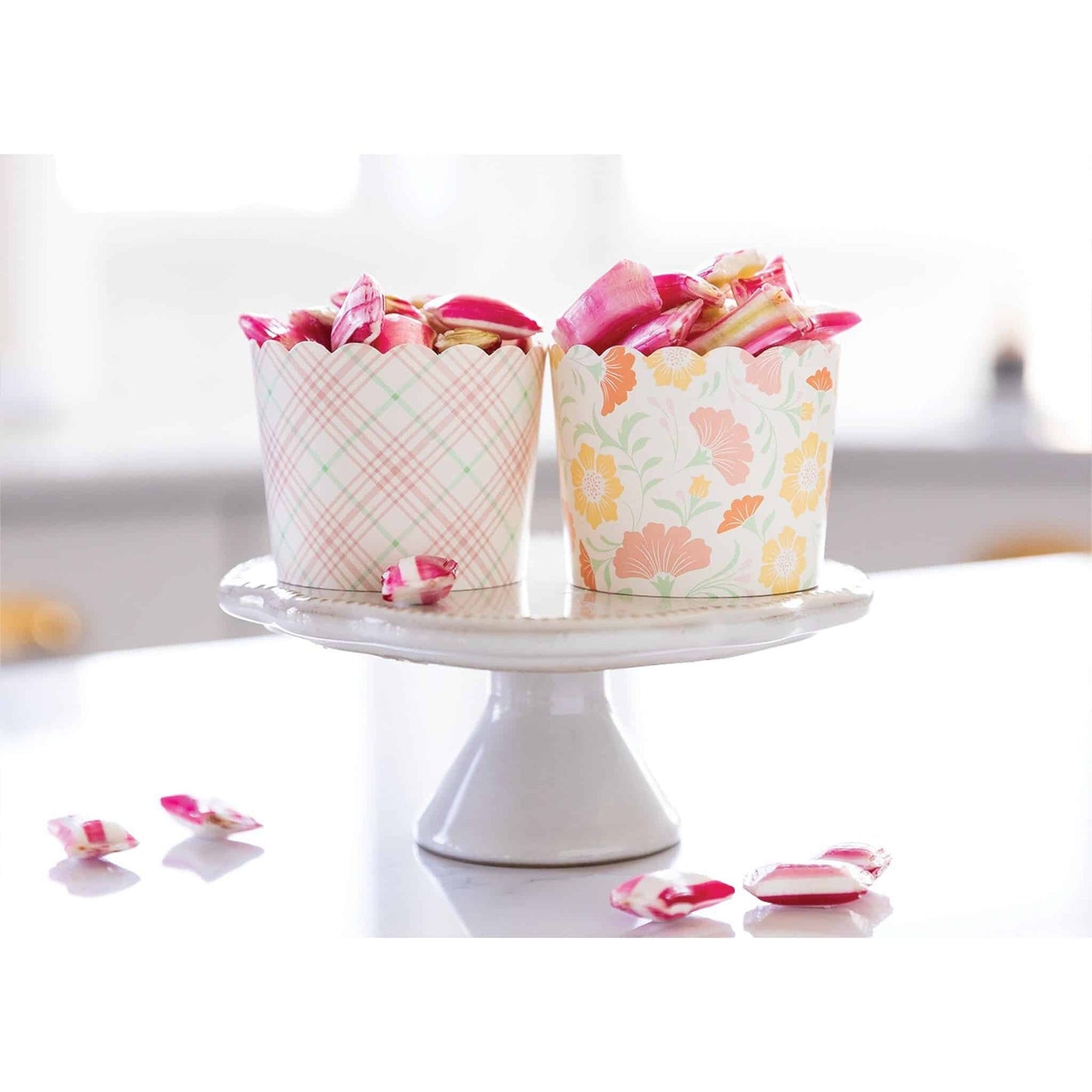 Pastel Floral and Plaid Baking Cups