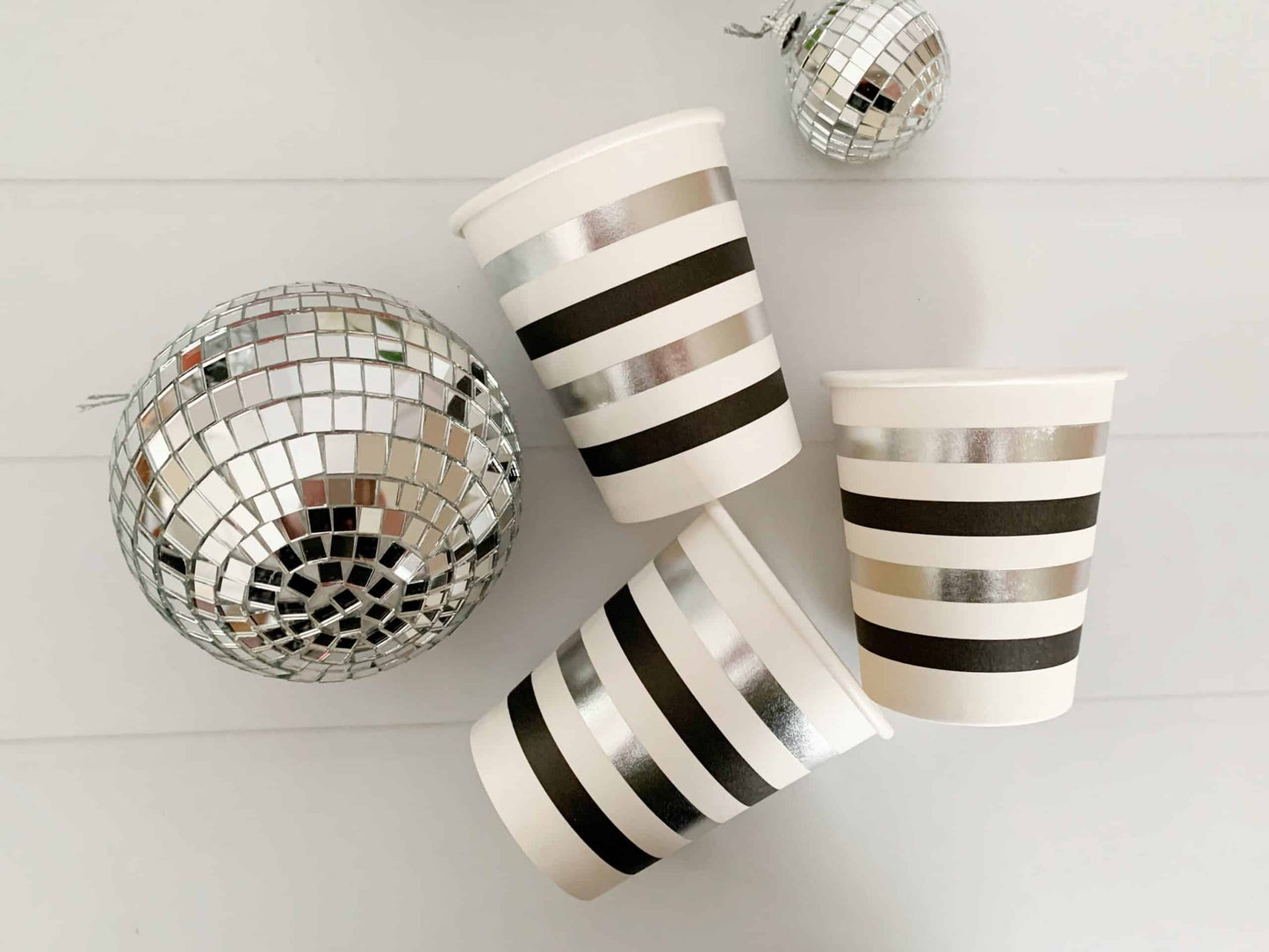 Silver & Black Striped Cups