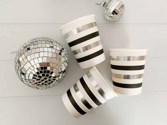 Silver & Black Striped Cups