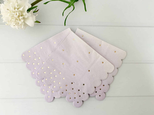 Lilac Polka Dot Cocktail Napkins