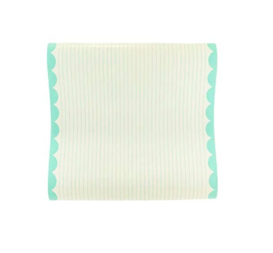 Blue Scalloped & Striped Table Runner